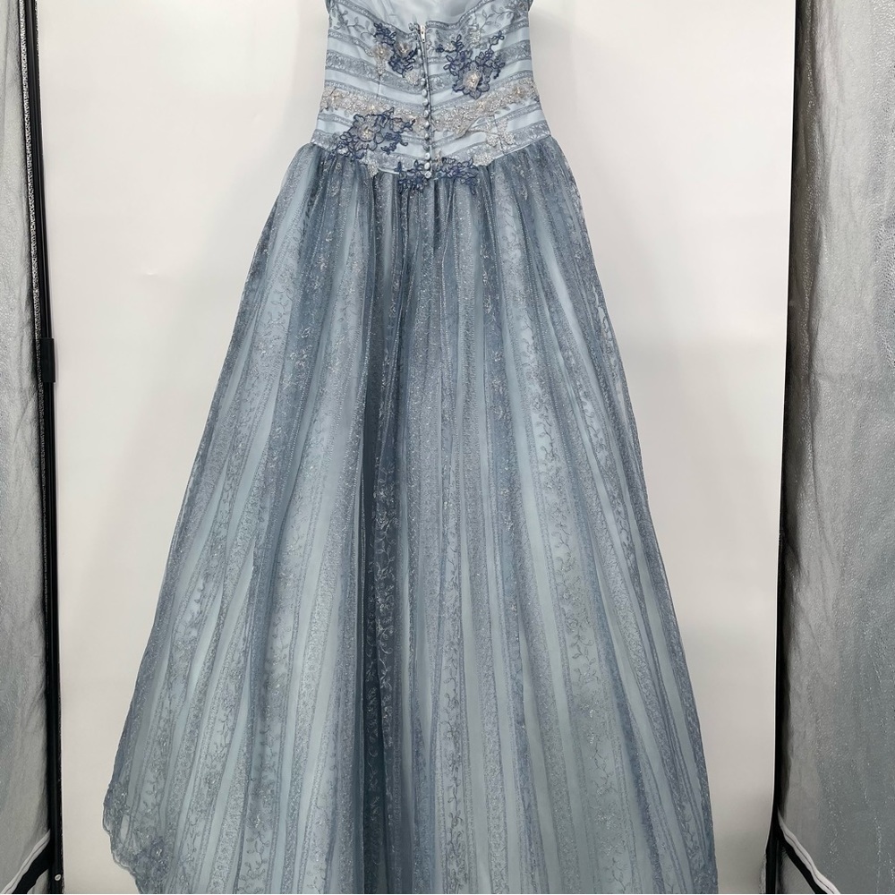 Up Cycled Dyed Lace Strapless Gown - Picture 12 of 13